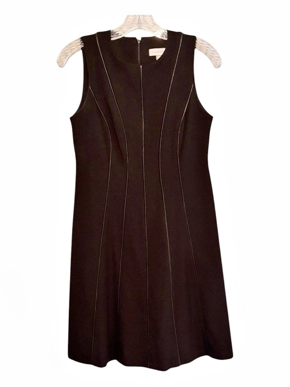 Calvin Klein Sleeveless Zip Front Fit & Flare Dress Black Mini Dress 6P
